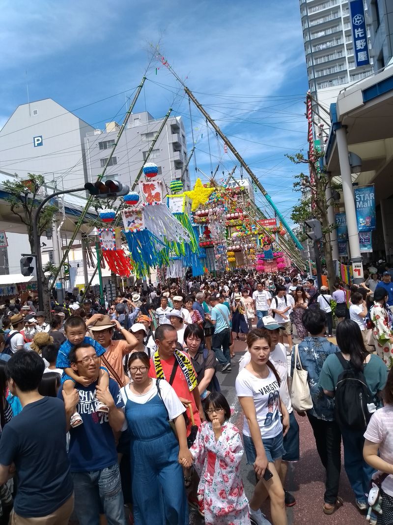 Crowds in the heat at the Tanabata festival