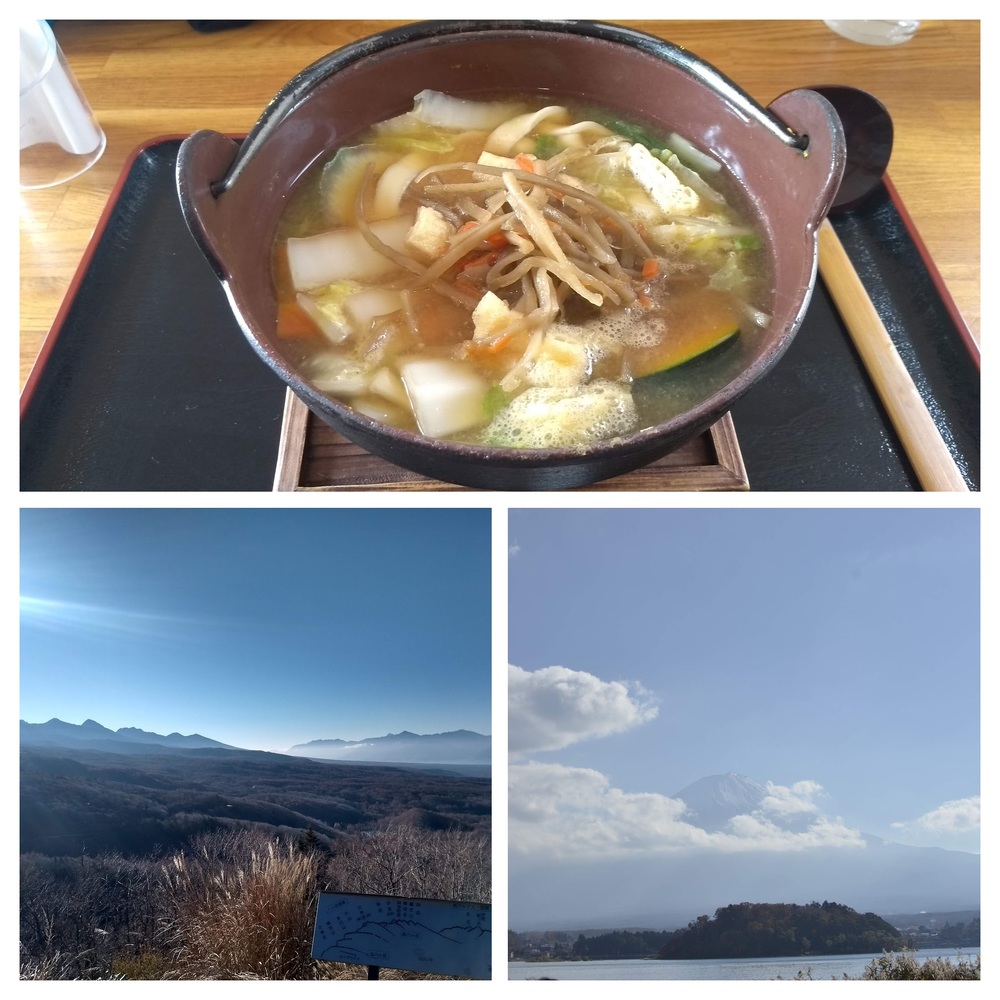 Nagano mountains, hot pot, and Mt Fuji from Kawaguchiko